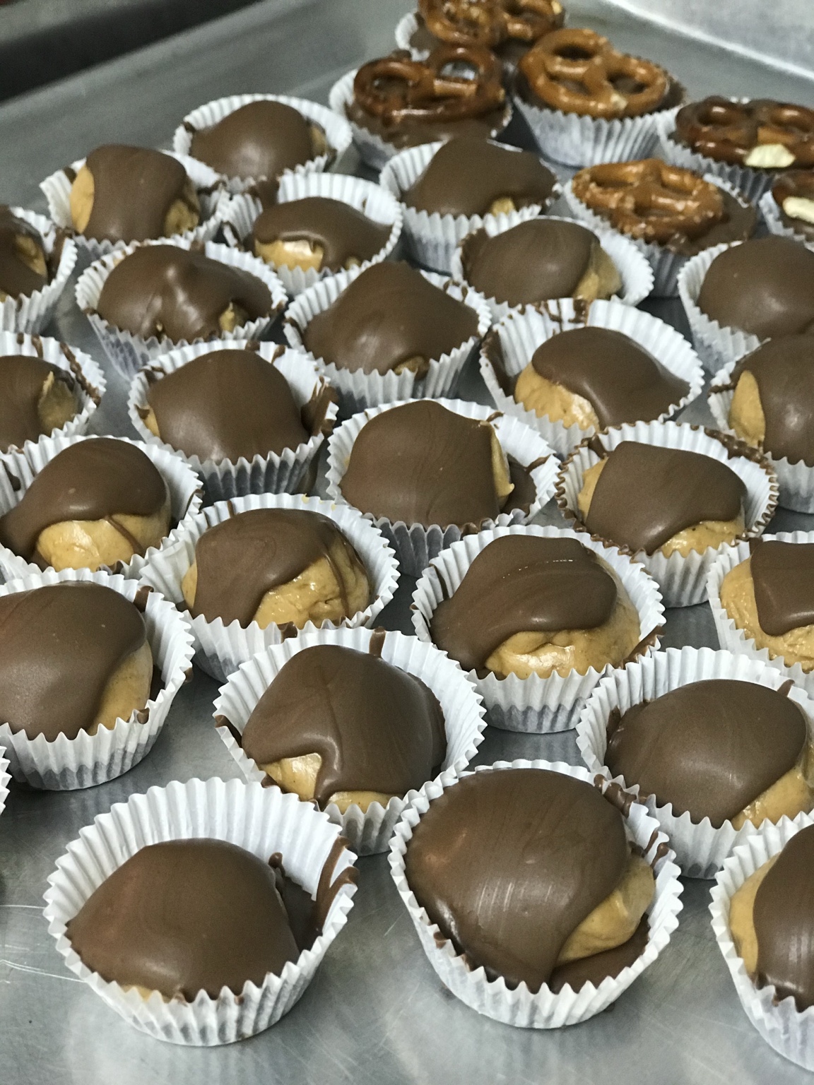 Handmade chocolate buckeyes